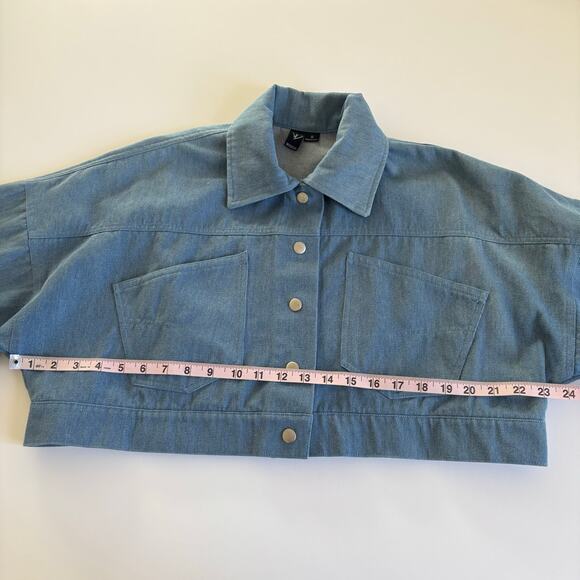 Windsor Cropped Jean Jacket Light Blue Wash Denim Women’s Small Cotton-blend - Picture 4 of 7